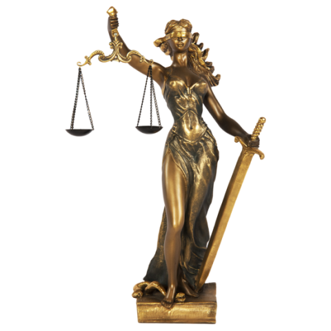 Lady of Justice, Themis Sculpture Figurine Justice Goddess, measuring Scales, metal png