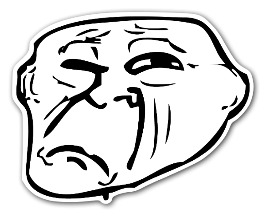 Trollface Internet troll Rage comic Sadness, chad meme, face, head png