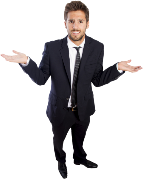 Man wearing black notch-lapel suit jacket, Businessperson Small business Corporation Company, confused, people, public Relations png