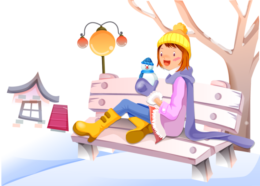 Christmas Cold Bench Illustration, chair, furniture, child png