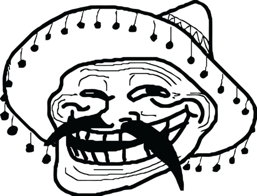 White face wearing sombrero illustration, Mexican Meme Troll Face, people, troll face png