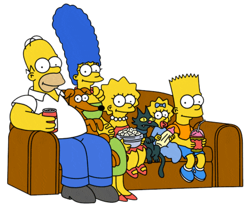 Los Simpsons, The Simpsons Family sitting on sofa, png