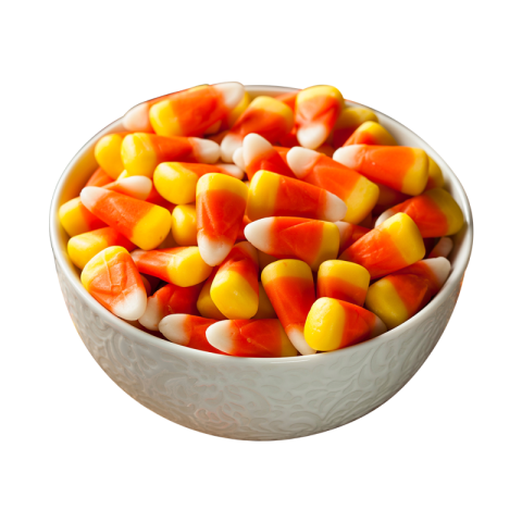 Assorted Candy Corn Pieces in Serving Bowl