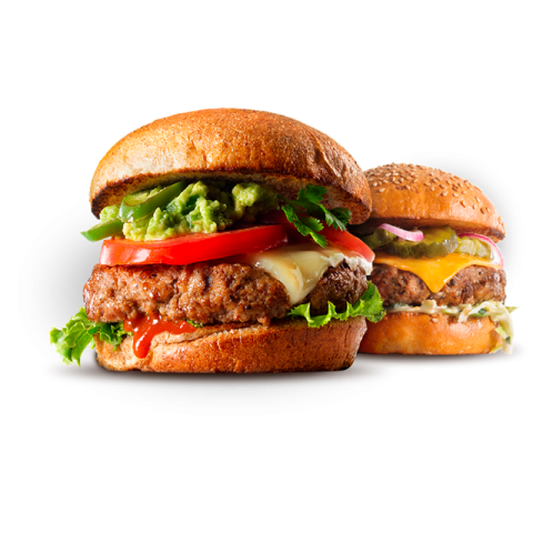 Two Burgers Fast Food Sandwiches