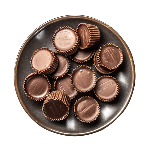 Peanut Butter Chocolate Cups on Plate Top View