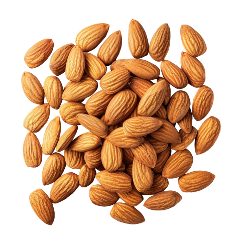 Raw Almonds Scattered Isolated Top View