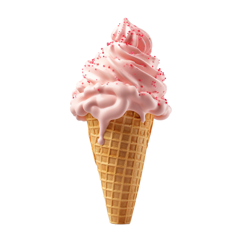 Strawberry Ice Cream Cone with Sprinkles HD PNG
