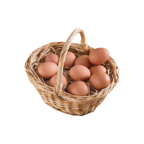 Chicken Farm Eggs In Straw Basket HD Transparent Background