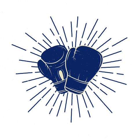 Boxing Box Icon Blue Gloves Logo Sign Symbol Fight